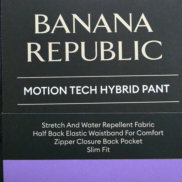 Banana Republic Motion Tech Hybrid Pants Mens Sz 30x39 & 34x42 Black Performance - Picture 3 of 16